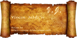 Vincze Jolán névjegykártya